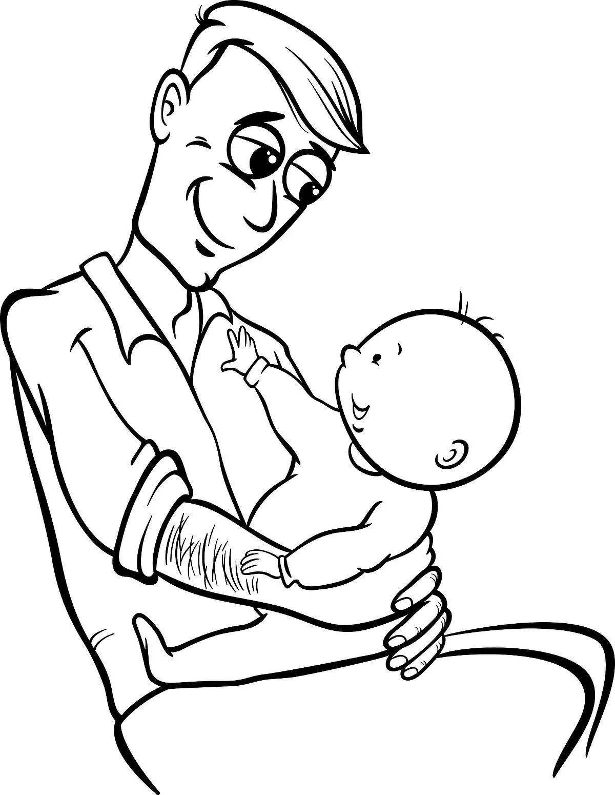 Fun coloring baby and dad