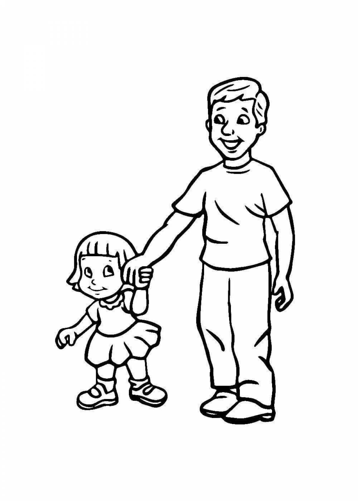 Heartfelt coloring baby and dad