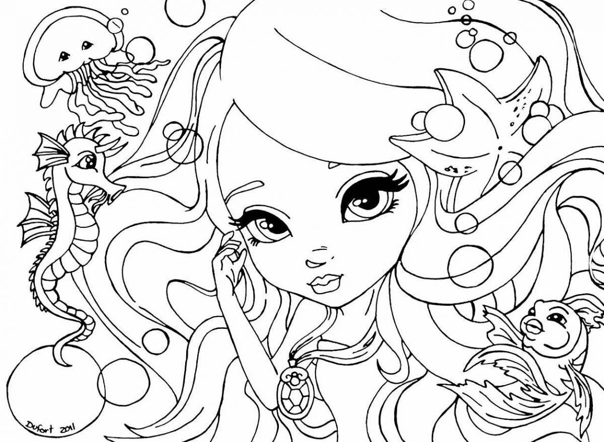 Cute coloring book for girls 7-8 years old