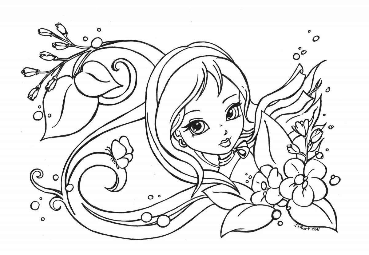 Elegant coloring book for girls 7-8 years old