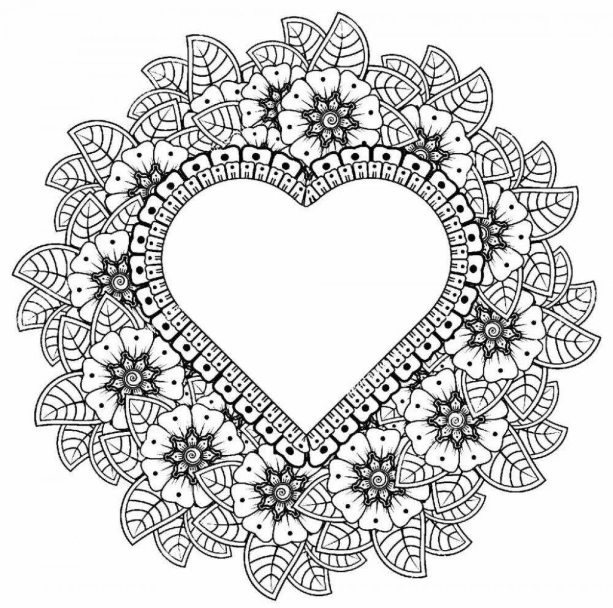 Exquisite heart by number coloring book