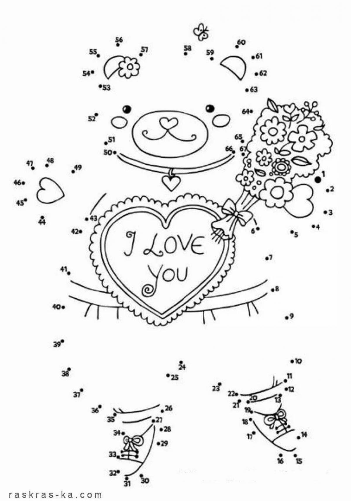 Striking Heart by Numbers coloring page