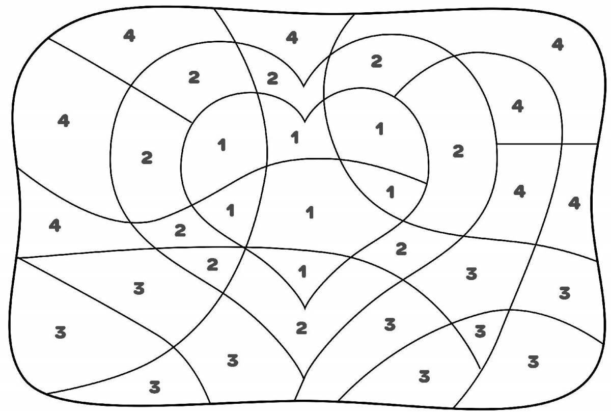 Coloring living heart by numbers