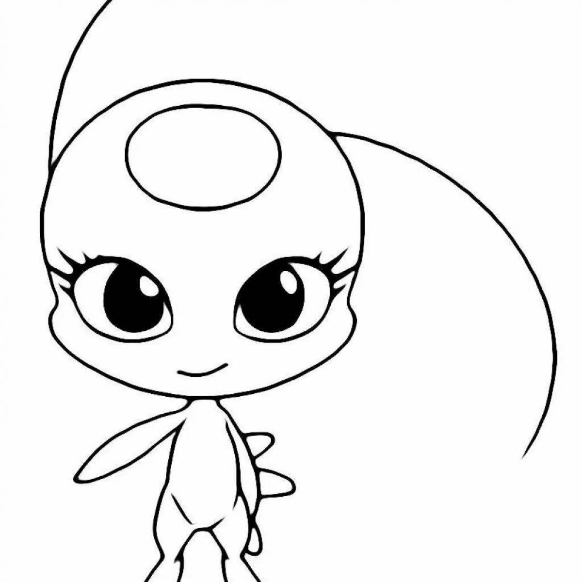 Coloring page of the mascot of the bright lady bug