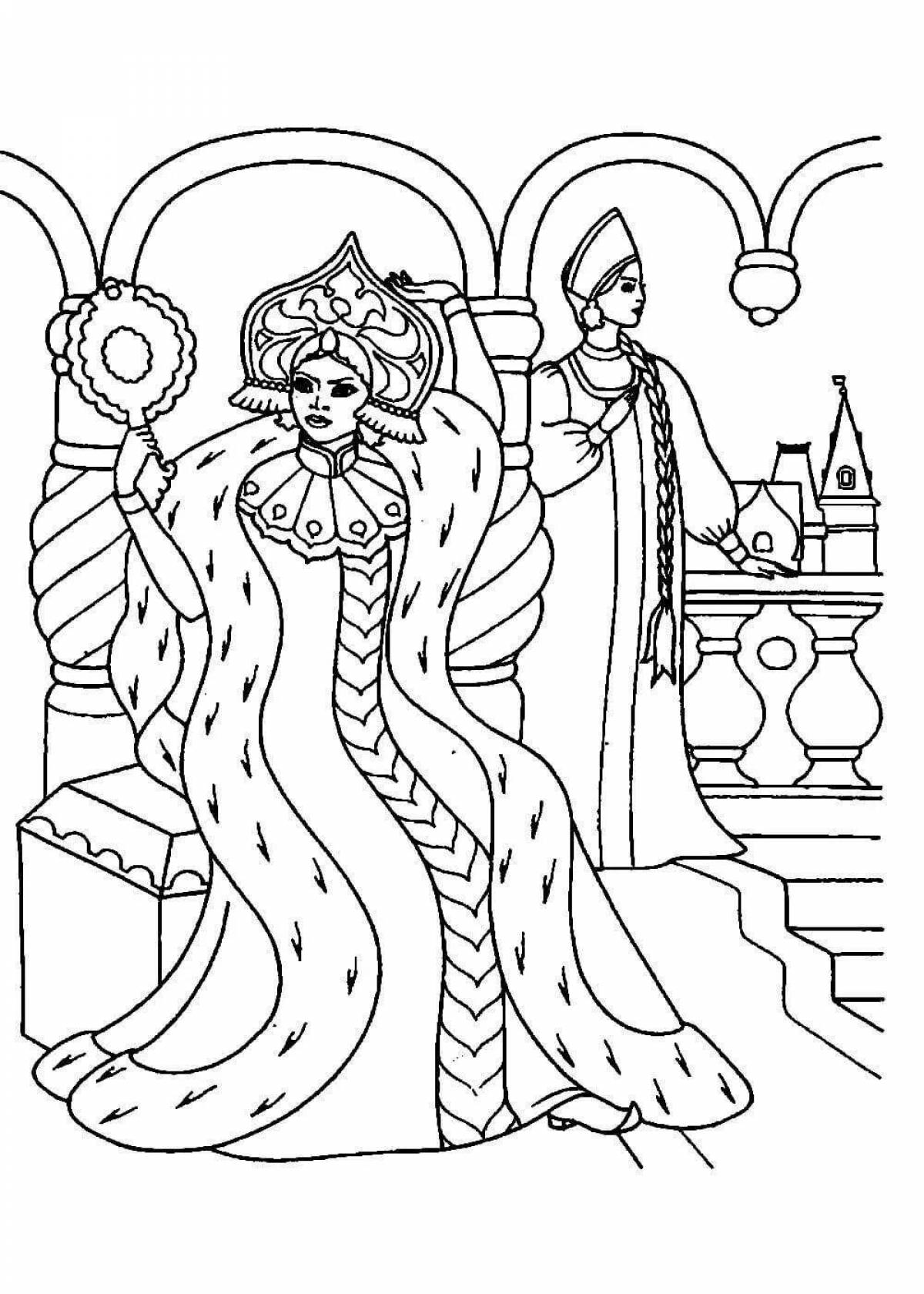 Coloring book based on Pushkin's fairy tales for children 5-6 years old