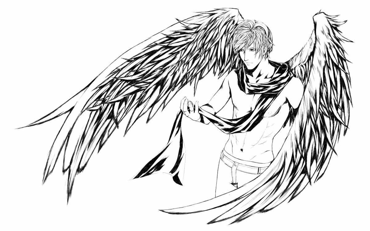 Восхитительная раскраска аниме с крыльями
