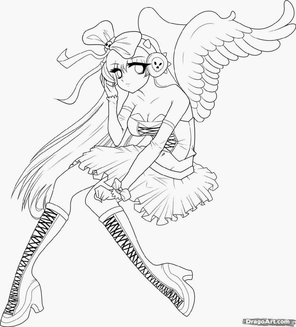 Fun coloring anime with wings