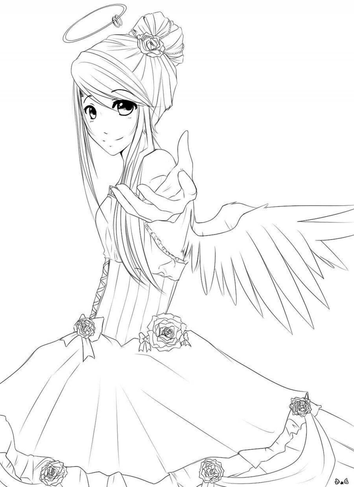 Glitter coloring anime with wings