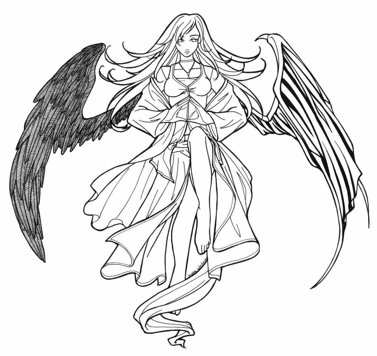 Эфирная раскраска аниме с крыльями