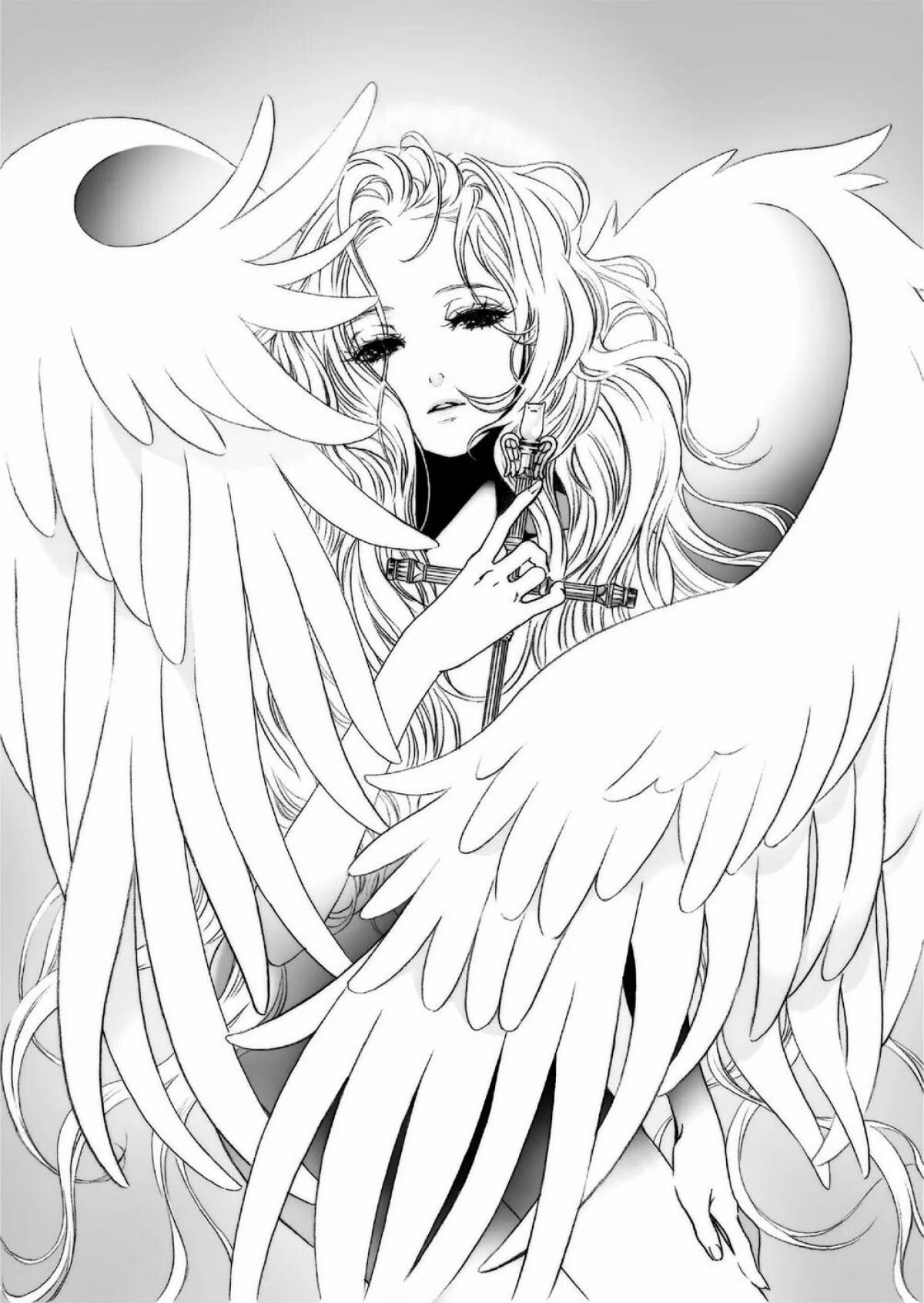 Эффектная раскраска аниме с крыльями