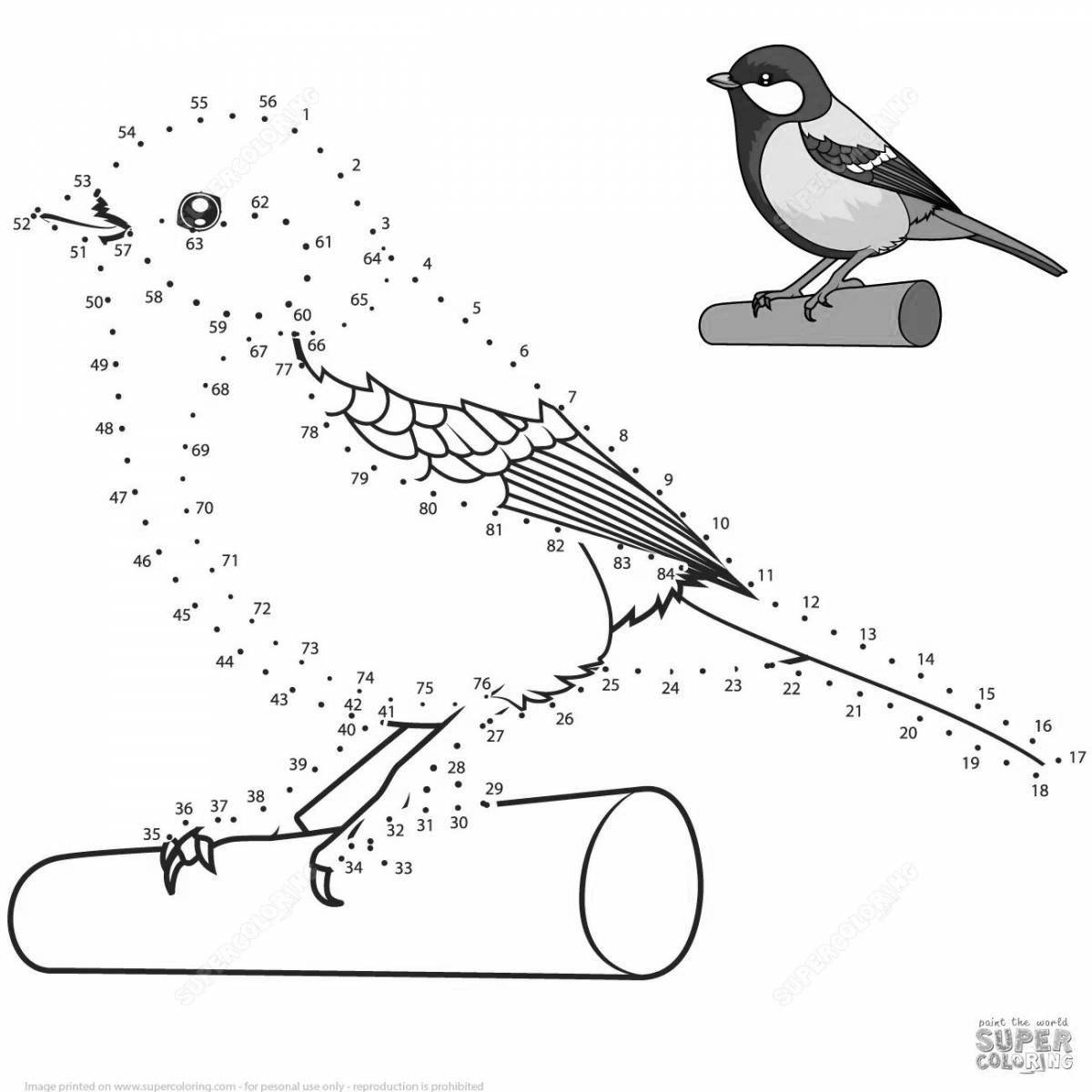 Coloring page graceful tits, wintering birds