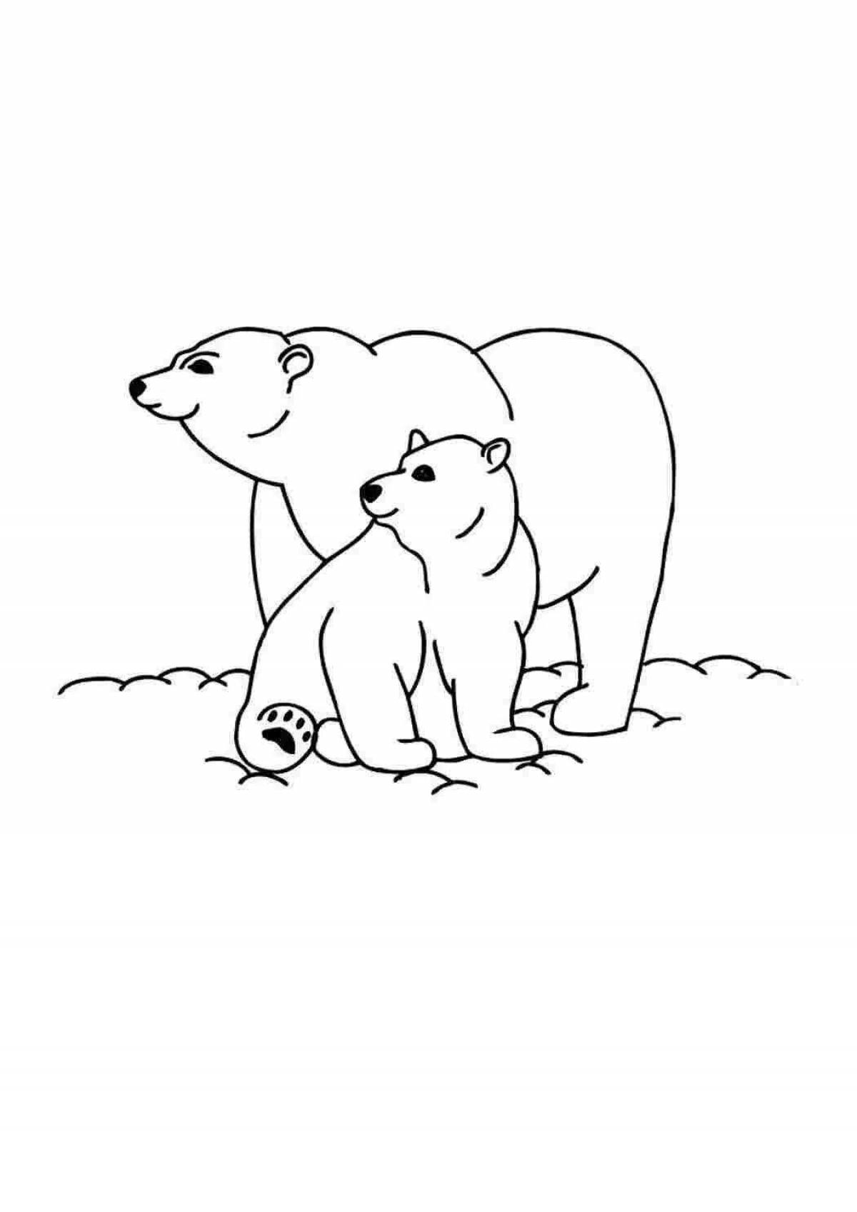 Coloring book fluffy polar bear