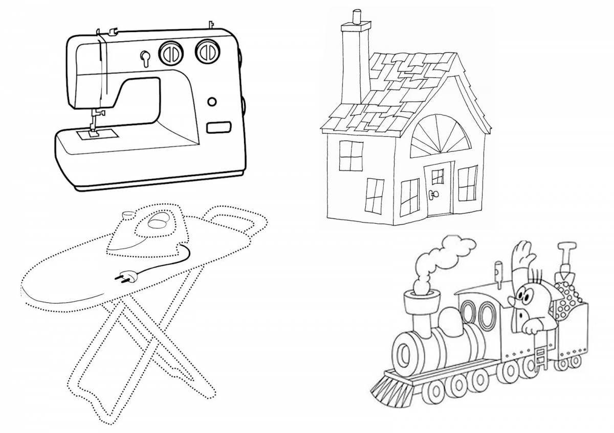 Colorful coloring pages of electrical appliances for children