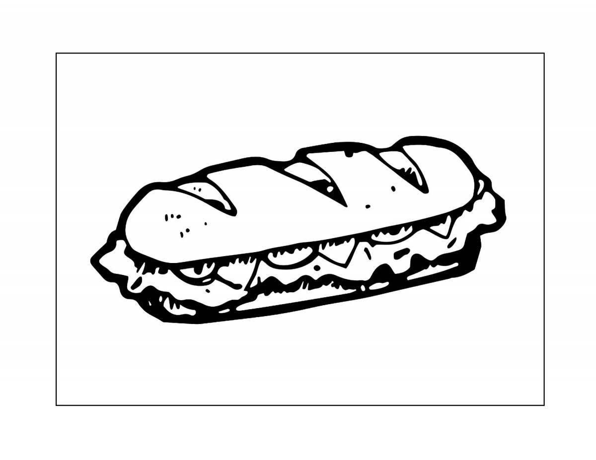 Delicious sandwich coloring book for kids