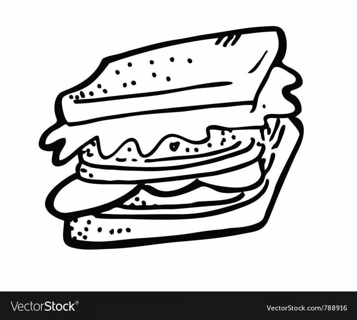 Whimsical sandwich coloring for kids
