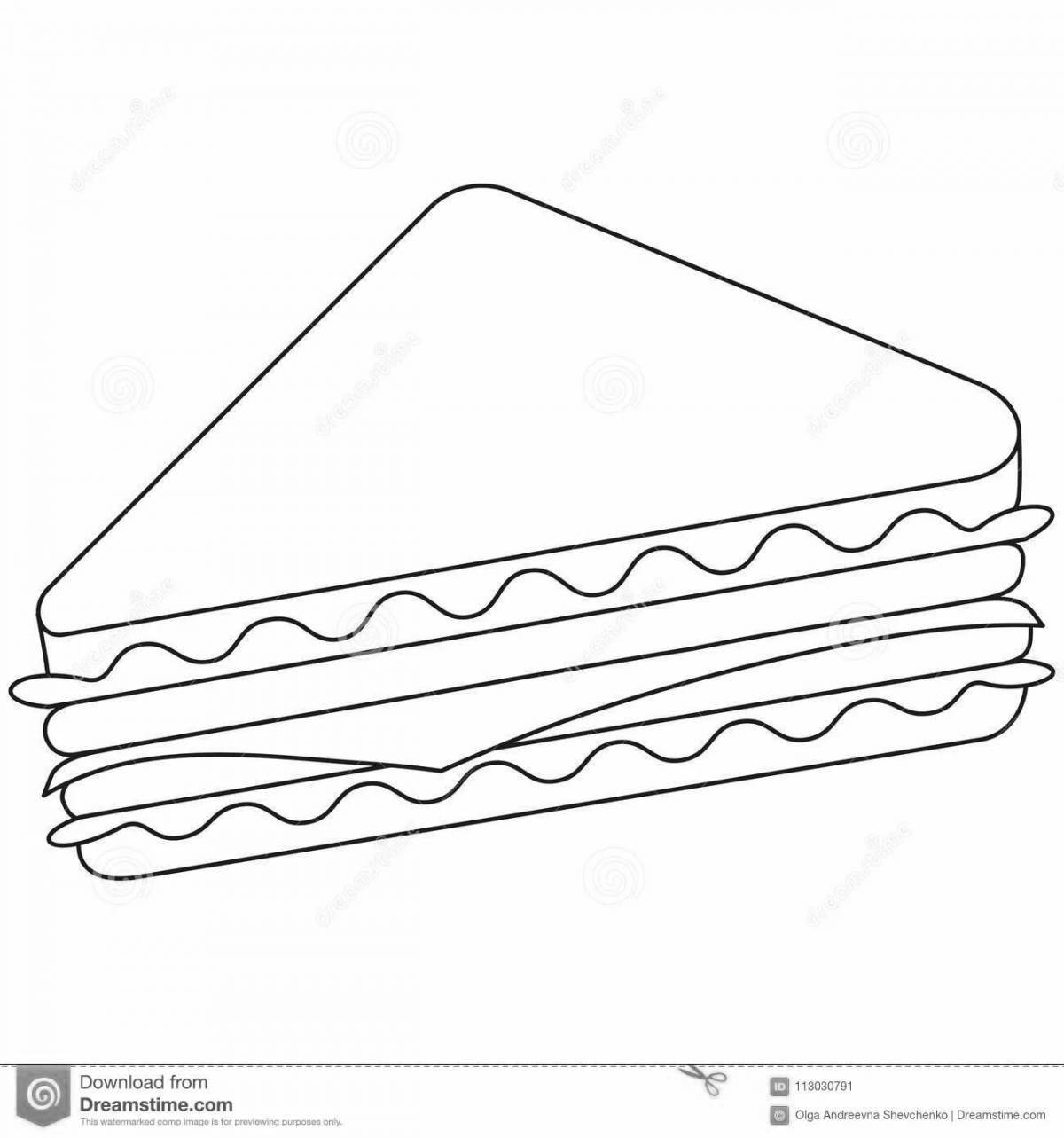 Unique sandwich coloring page for kids
