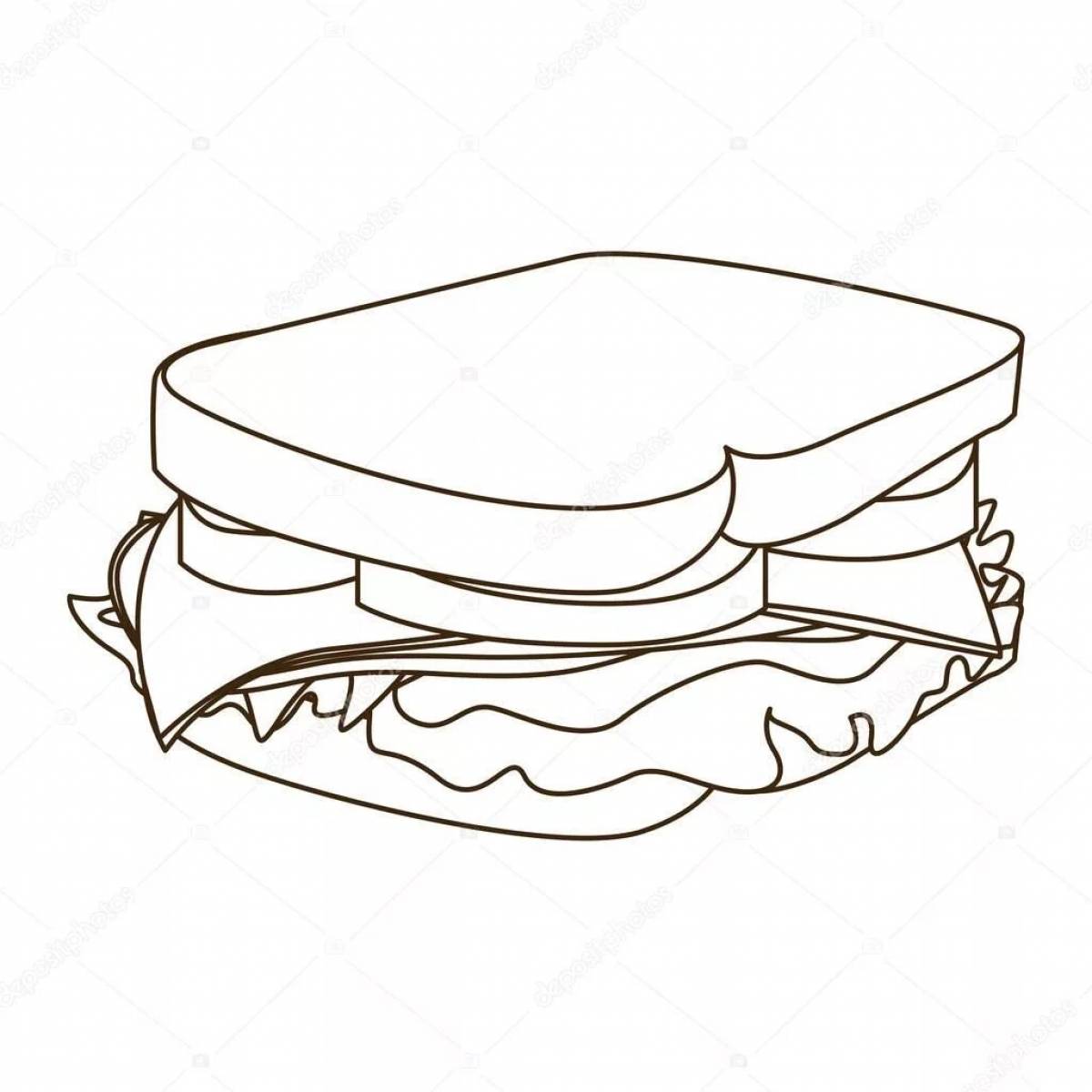 Неожиданный сэндвич-раскраска для детей