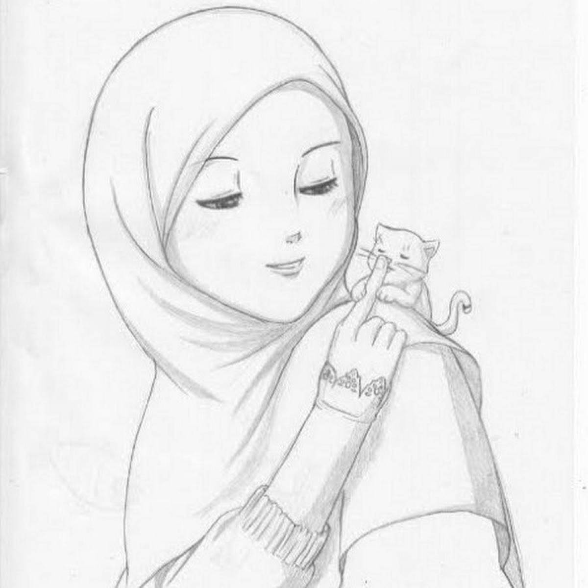 Coloring pages of Muslim girls