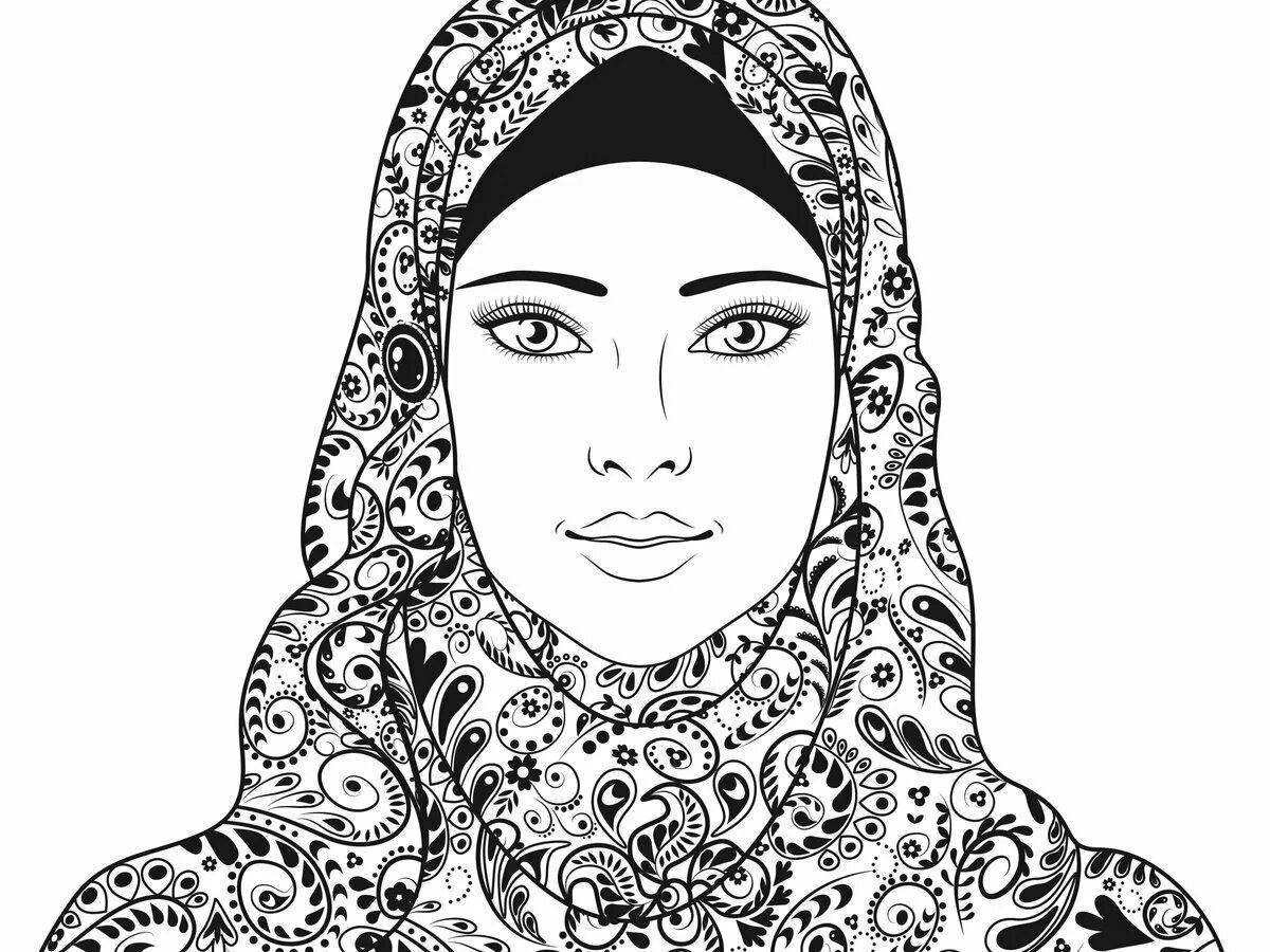 Amazing coloring pages for Muslim girls