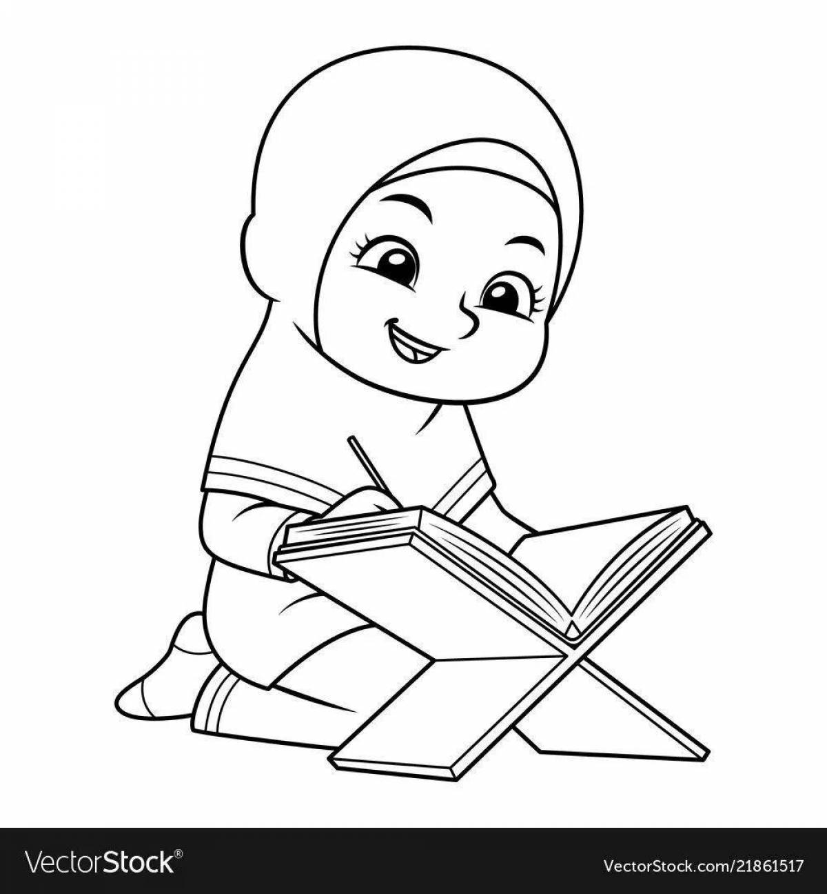 Glowing coloring pages for Muslim girls