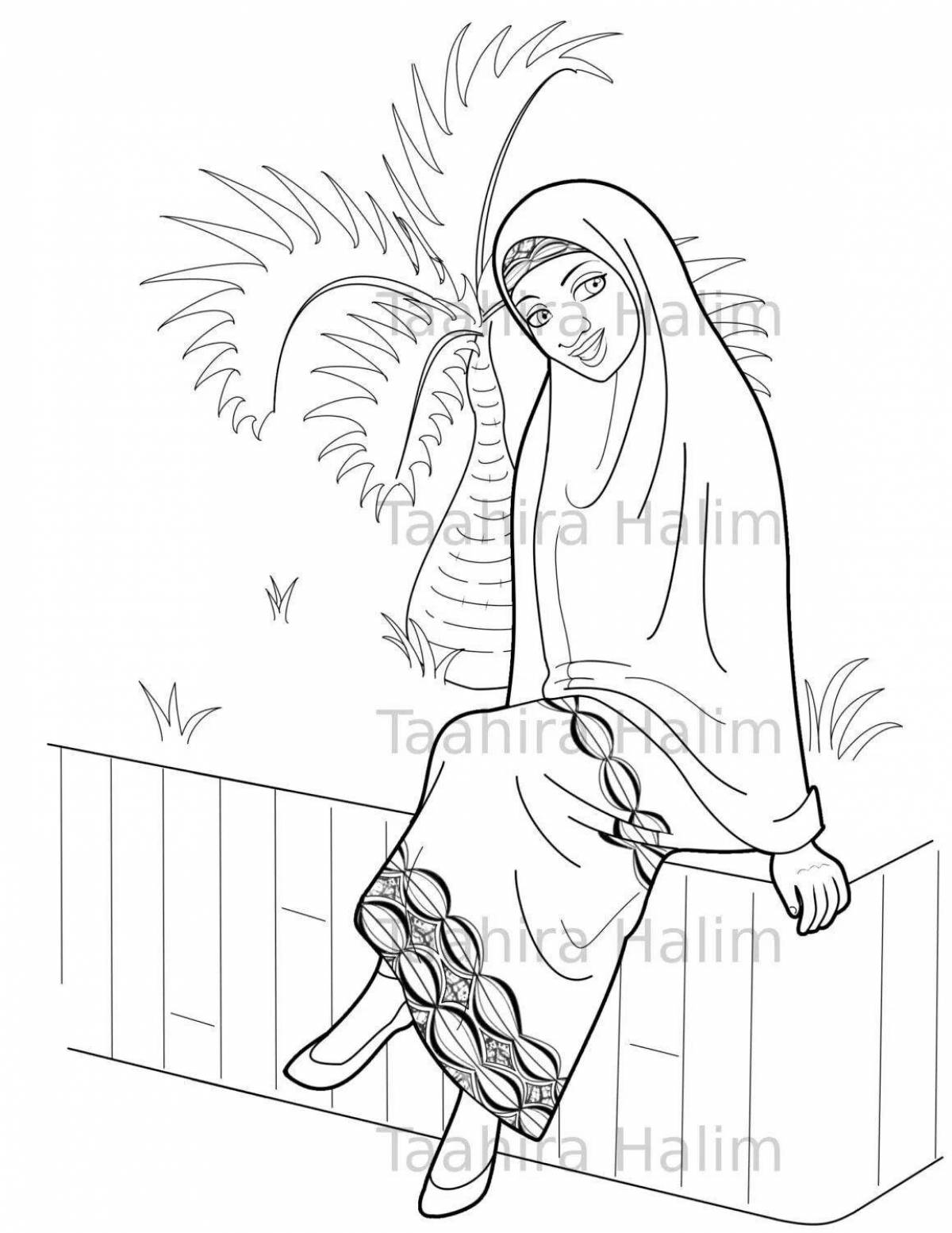 Beautiful Muslim girls coloring pages