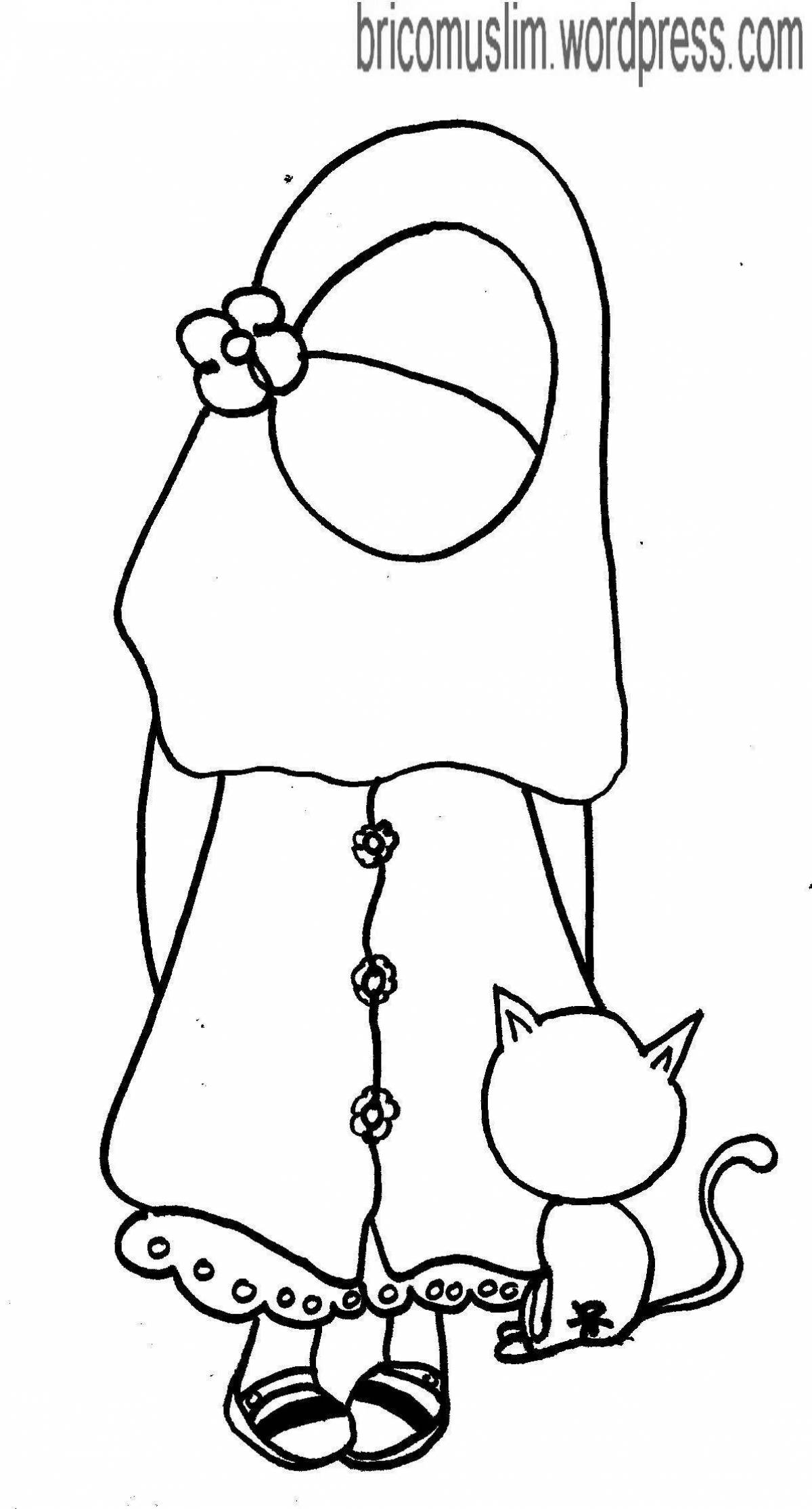Sweet coloring pages muslim girls