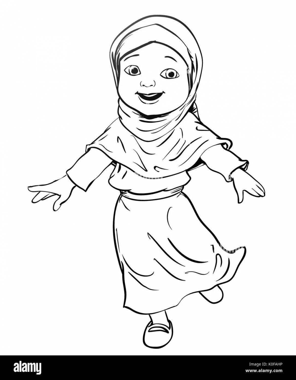 Fun coloring pages muslim girls