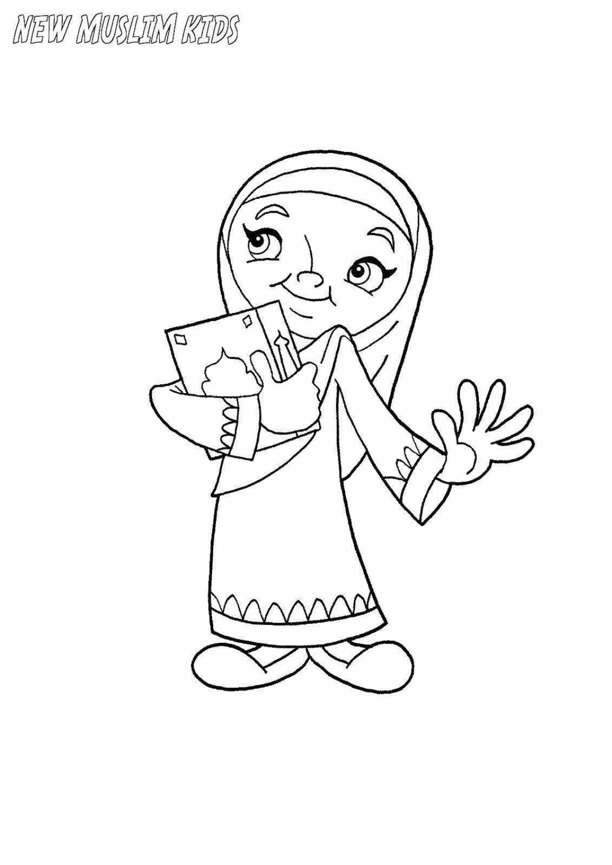 Charming coloring muslim girls