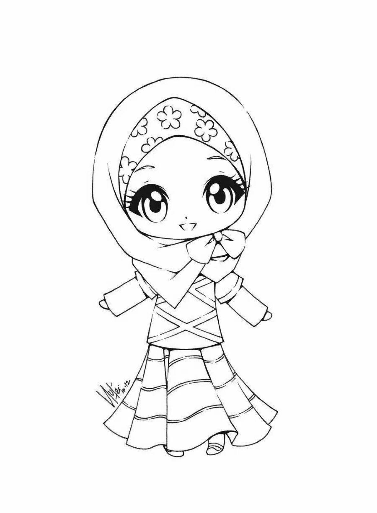 Muslim girls happy coloring pages