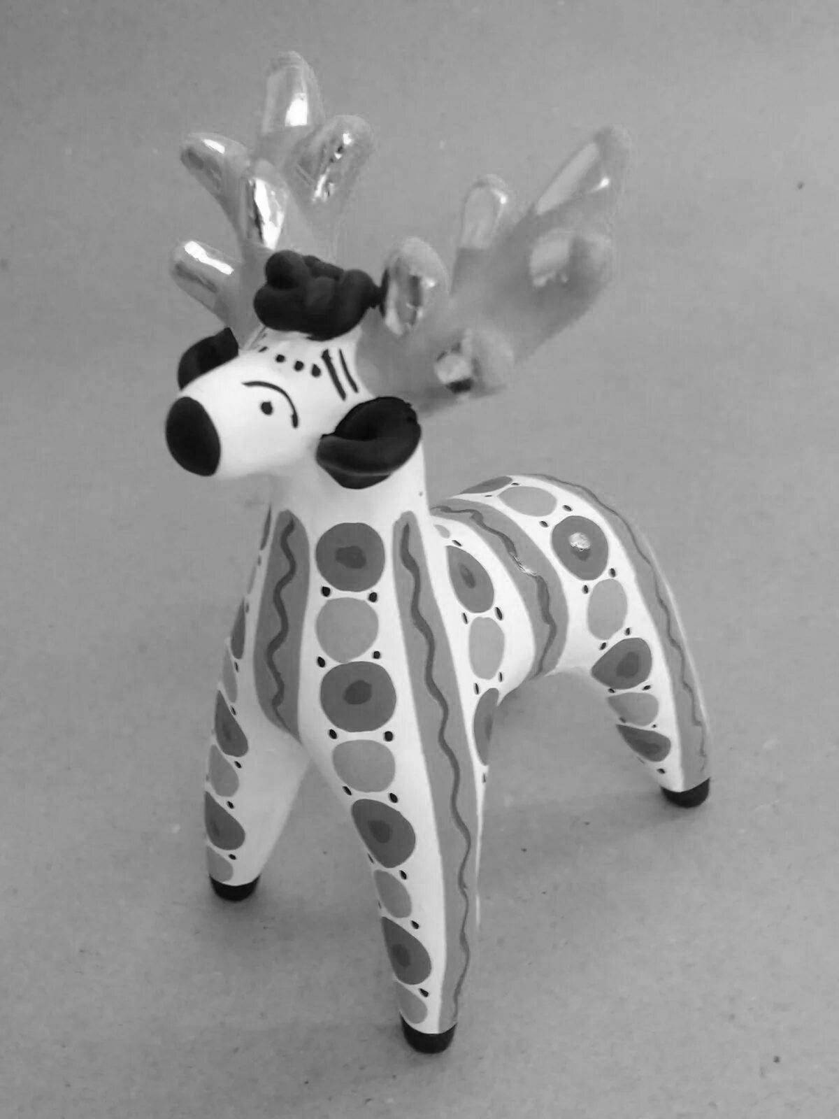 Bright Dymkovo toy deer