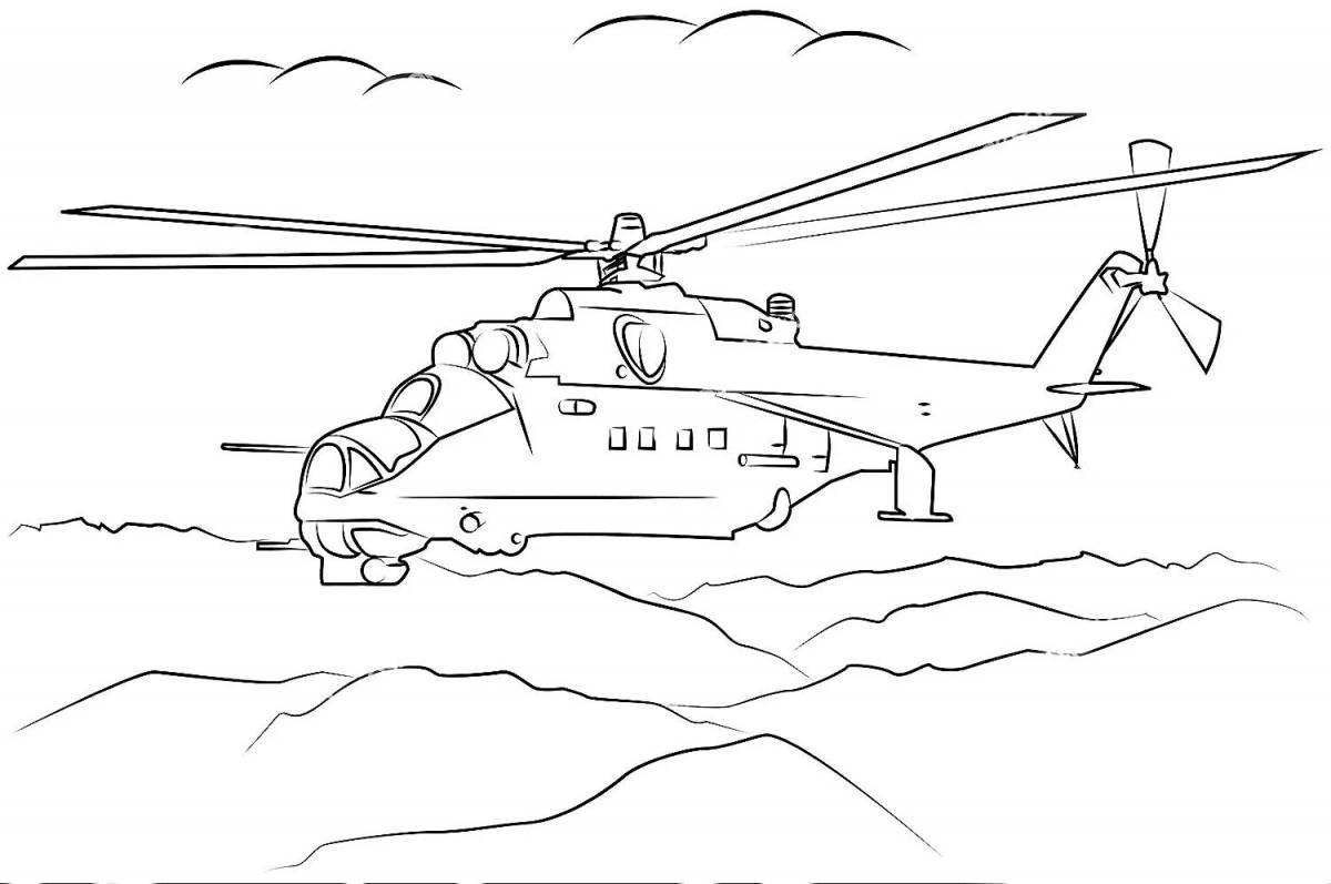 Coloring book glittering helicopter mi 26