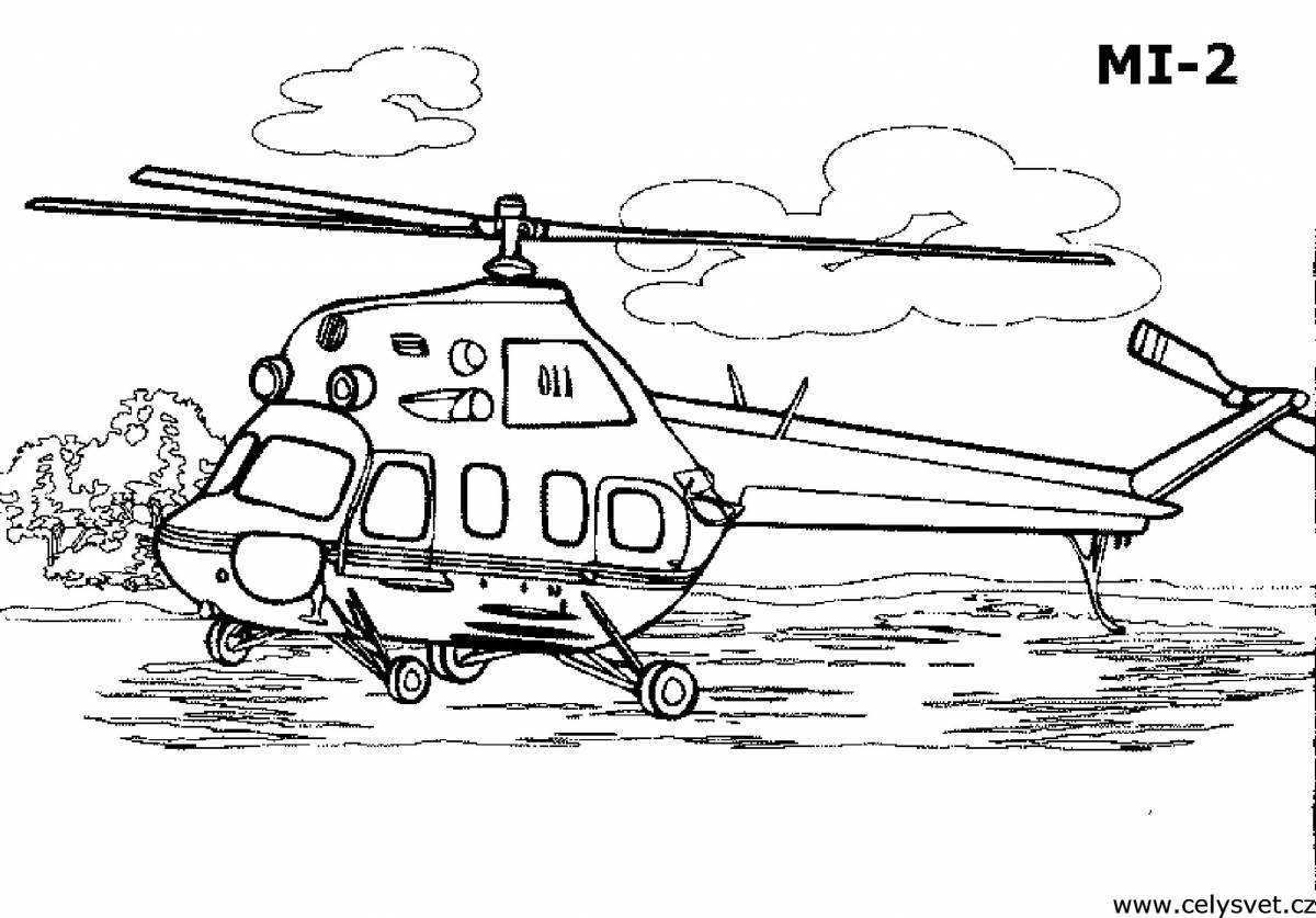 Colorfully detailed mi 26 helicopter coloring book