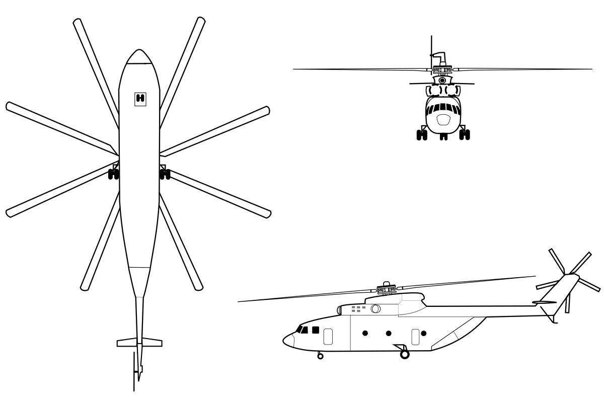Colorful mi 26 helicopter coloring book