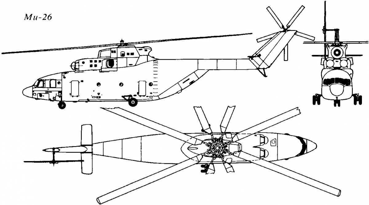 Colorful painted mi 26 helicopter coloring book