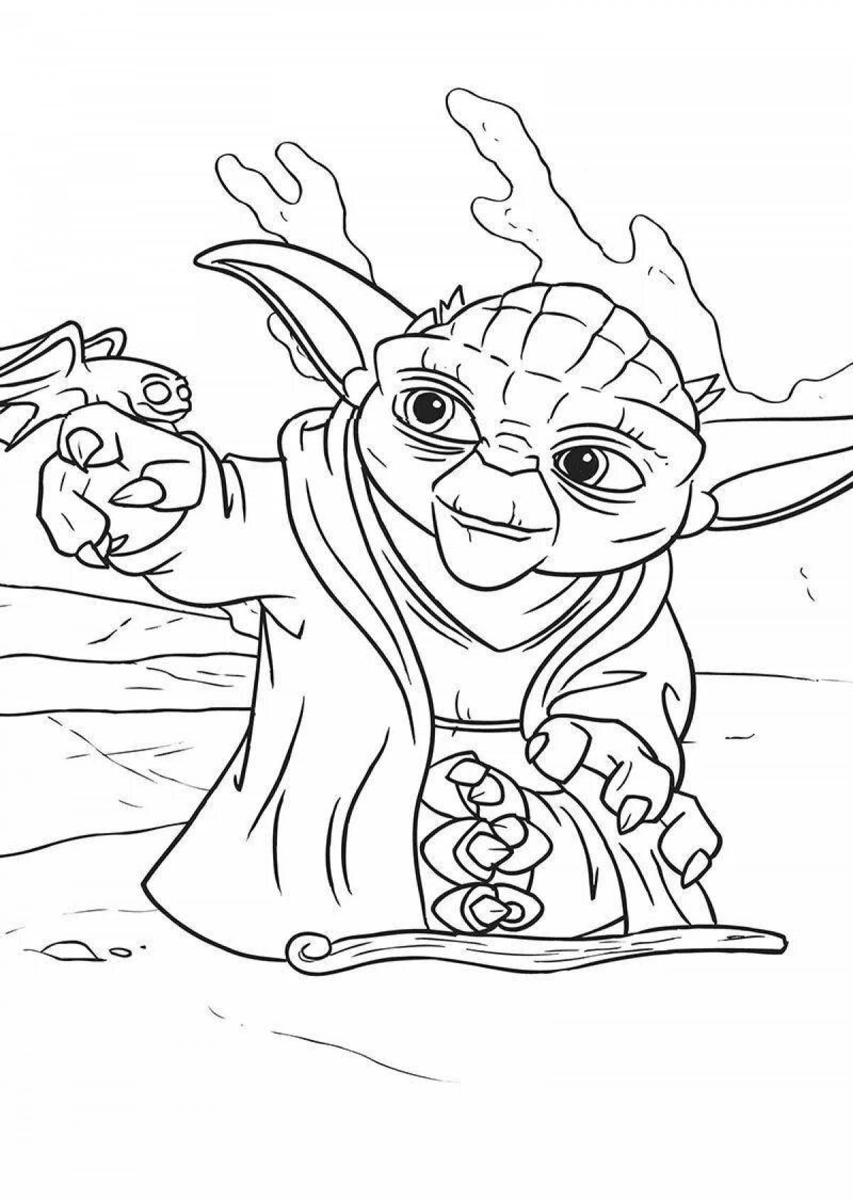 Yoda's brightly colored coloring page