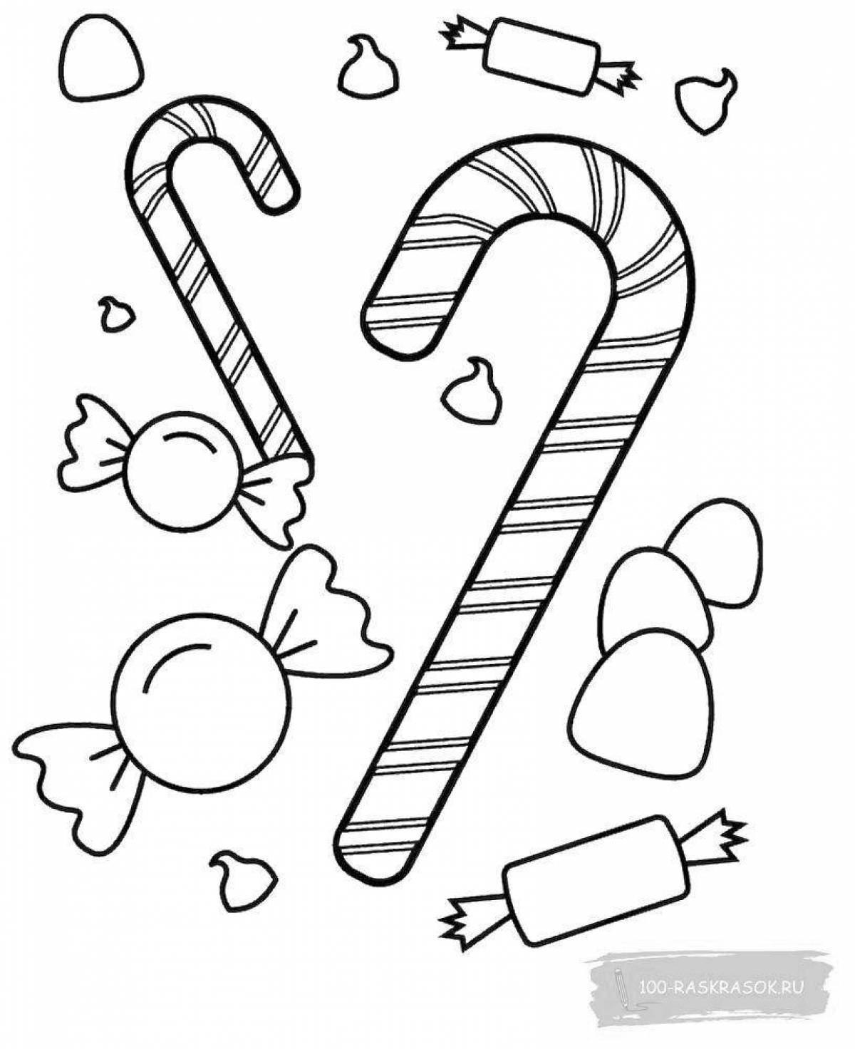 Playful candy coloring page for kids