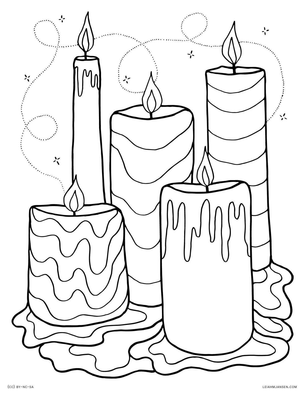 Playful candle coloring page for kids