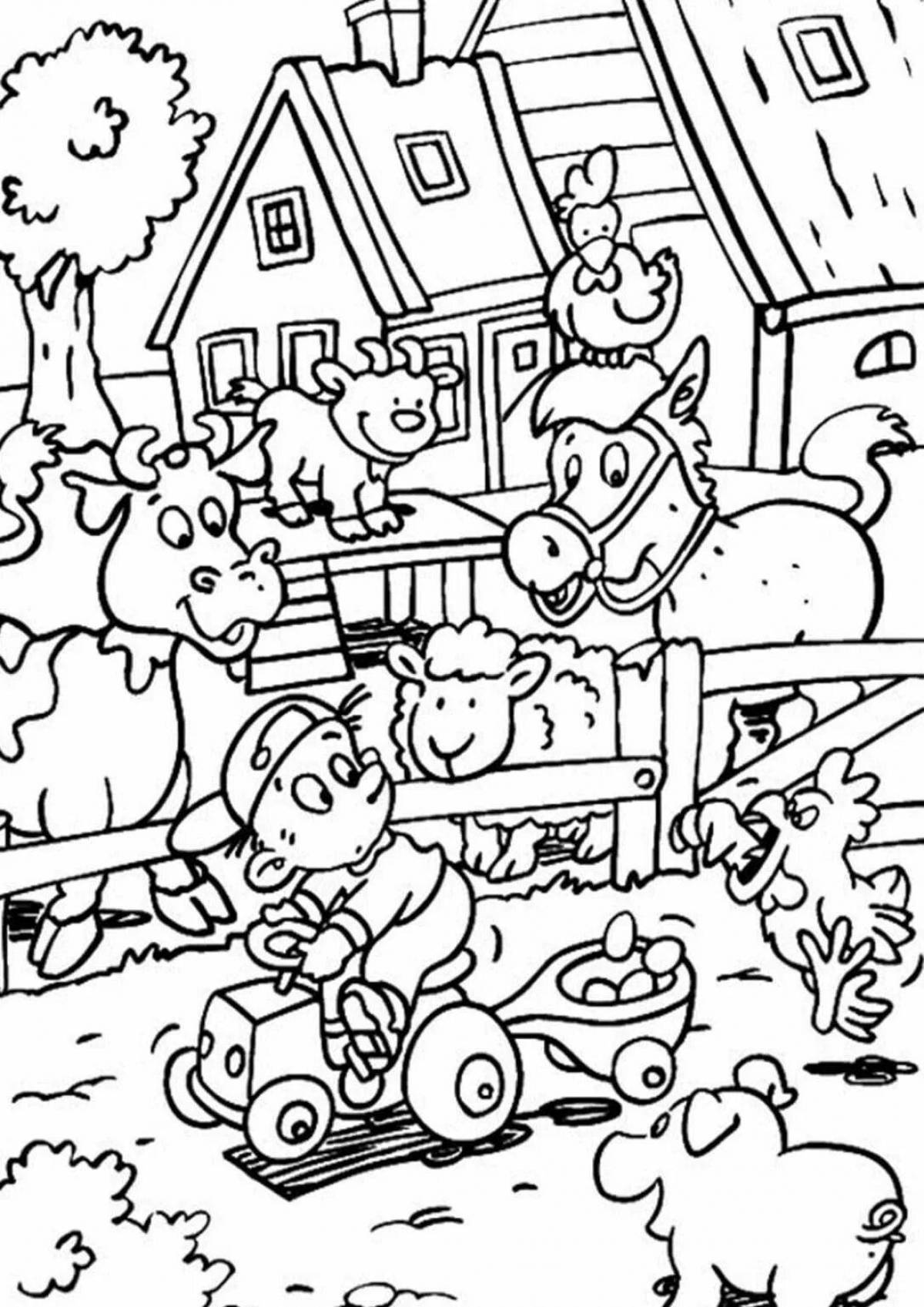 Bright farm coloring book for kids