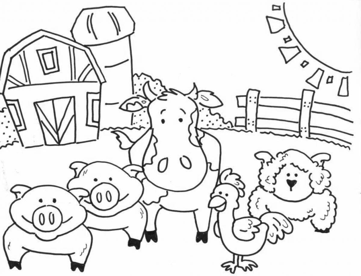 Fun farm coloring for kids