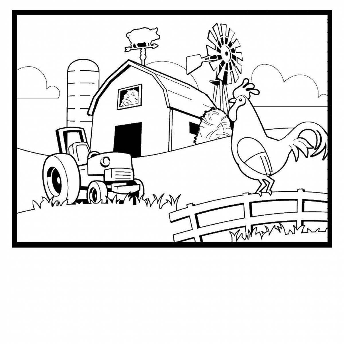 Playful farm coloring for kids