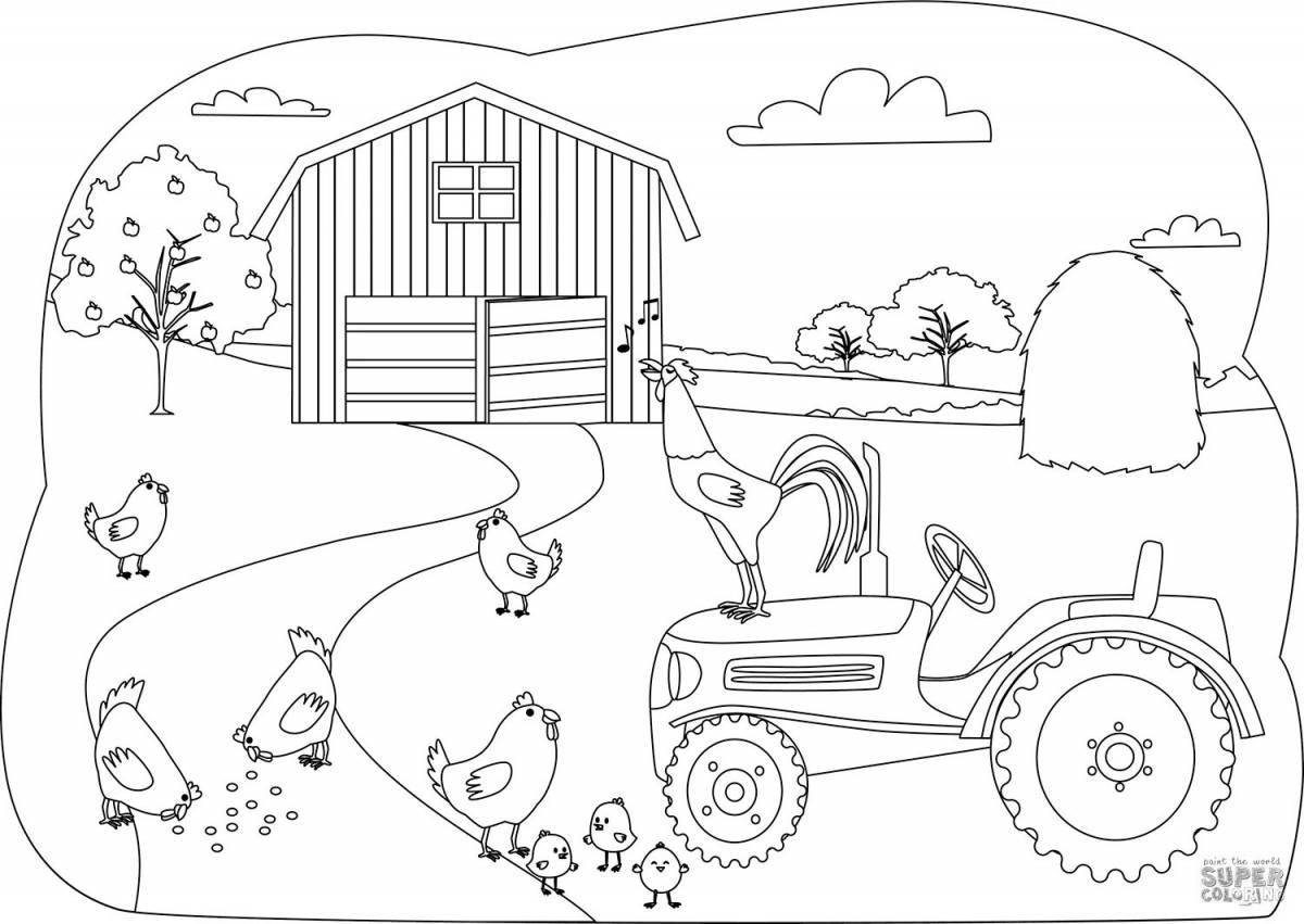 Adorable farm coloring book for kids
