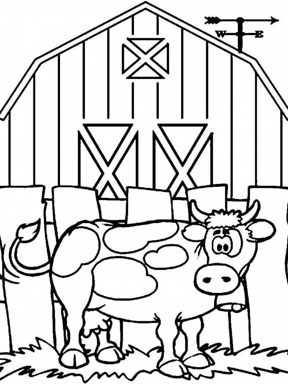 Funny farm coloring for kids