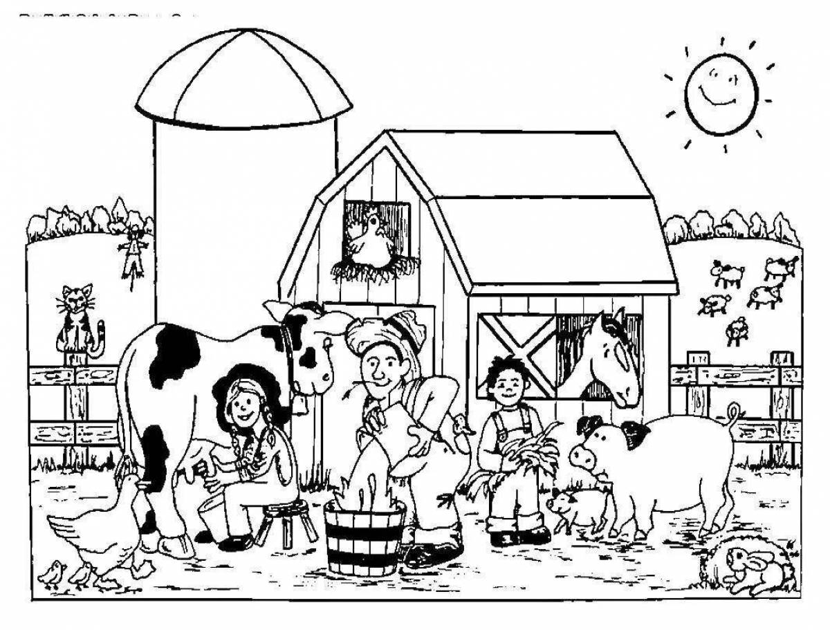 Adorable farm coloring book for kids