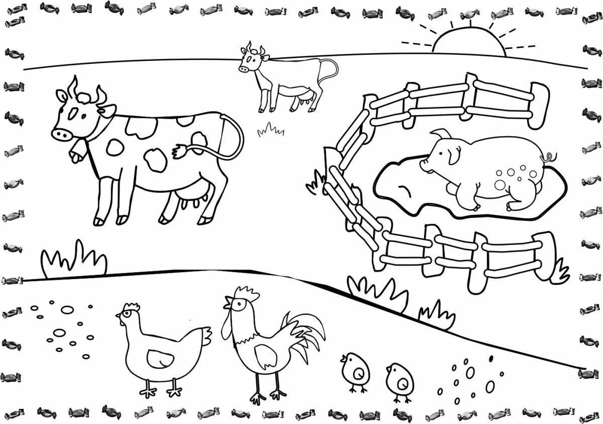 Creative farm coloring for kids