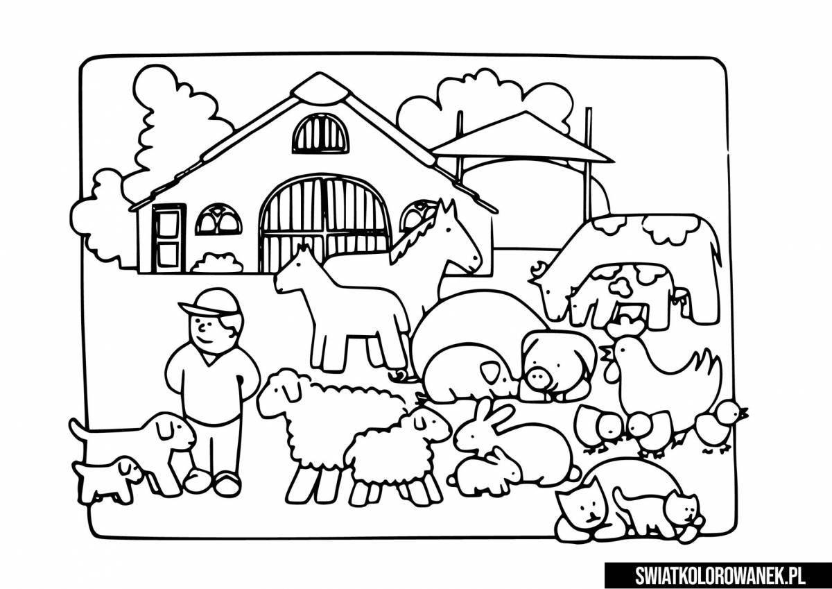 Fancy farm coloring for kids