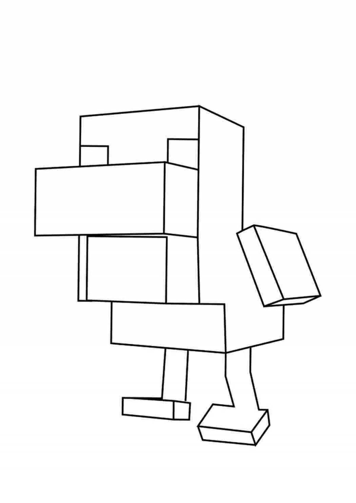 Joyful minecraft animal coloring page