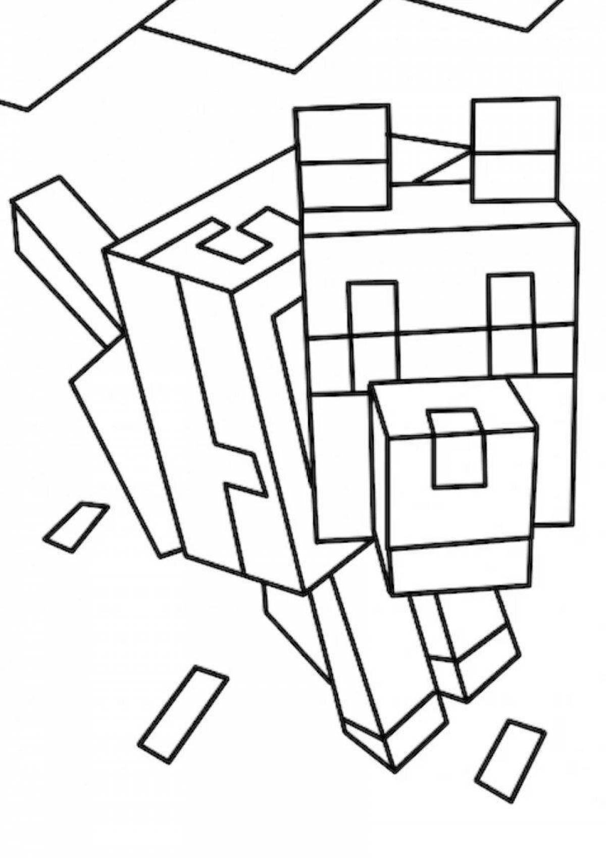 Playful minecraft animal coloring page