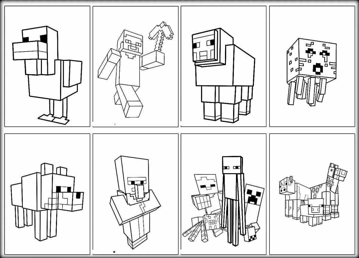 Adorable minecraft animal coloring page