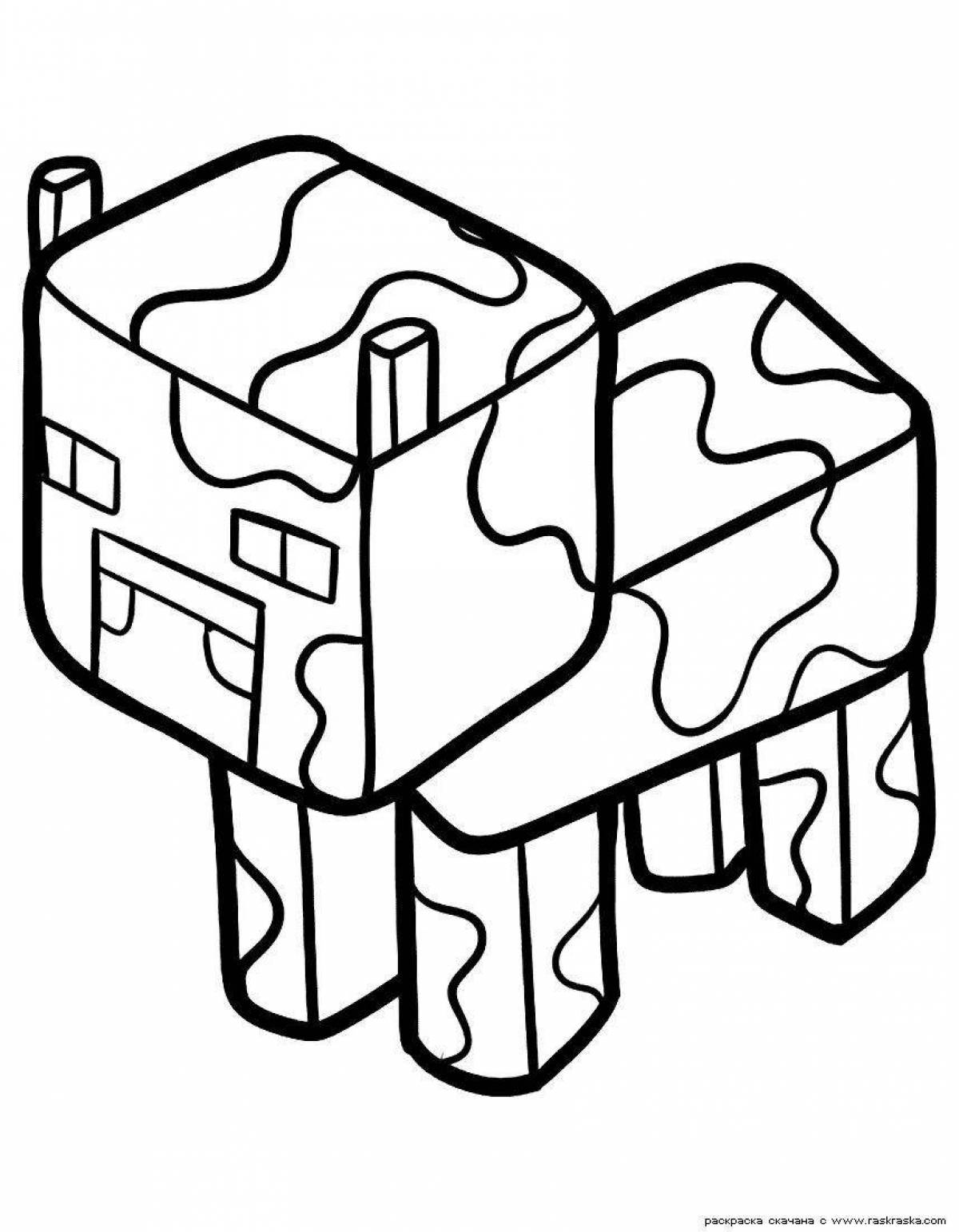 Cute minecraft animal coloring page