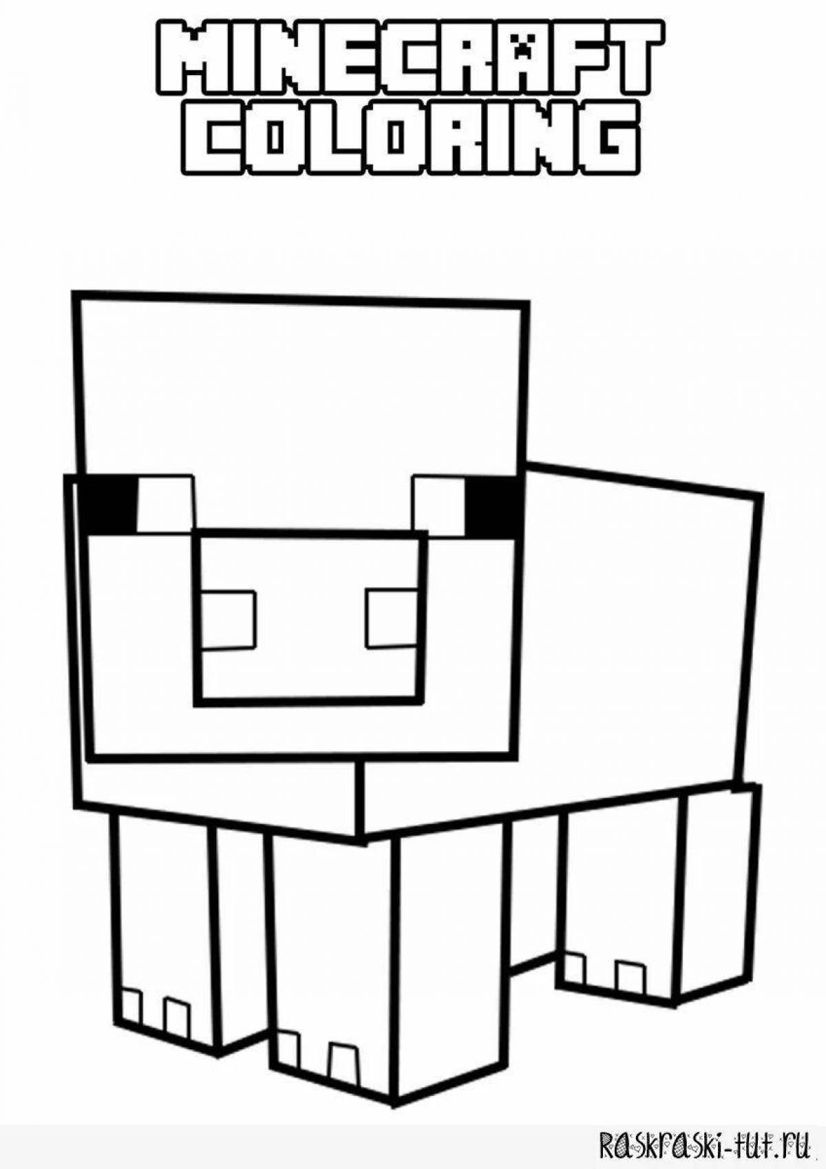 Funny minecraft animal coloring page